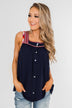 Familiar To You Wide Strap Tank Top- Navy