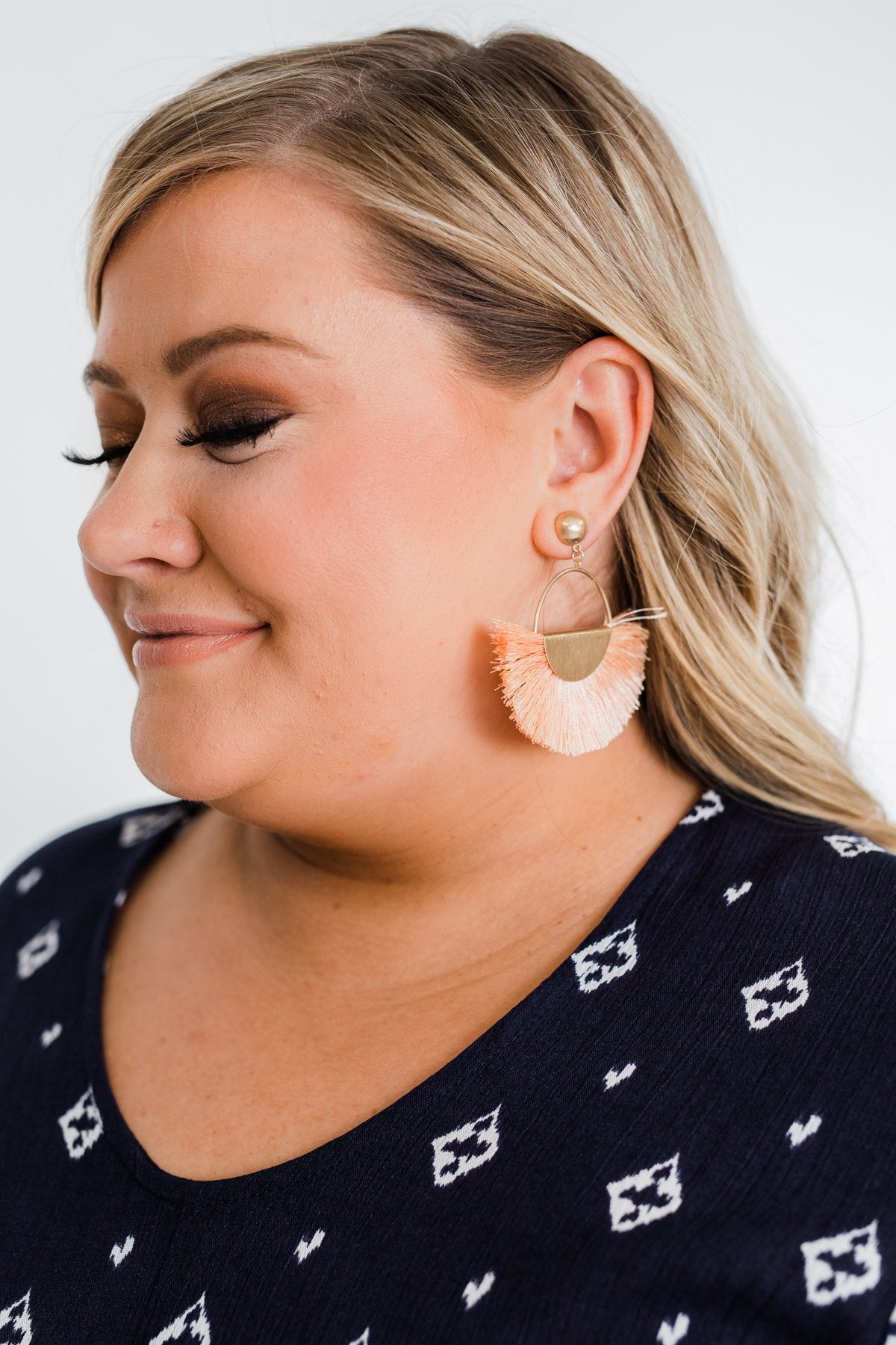 Flare Gold Hoop Earrings- Light Peach Orange
