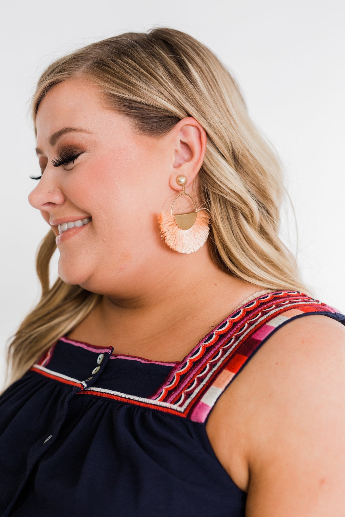 Flare Gold Hoop Earrings- Light Peach Orange