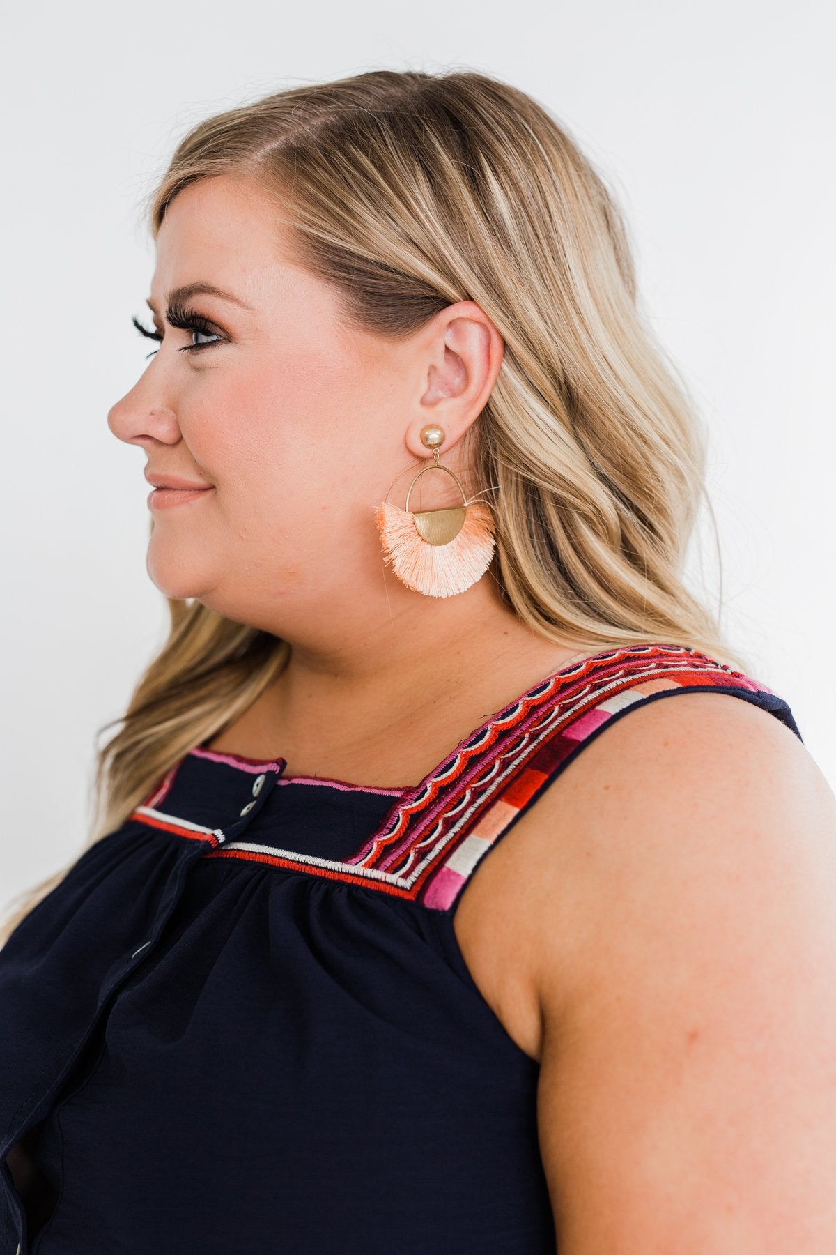 Flare Gold Hoop Earrings- Light Peach Orange