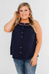 Familiar To You Wide Strap Tank Top- Navy