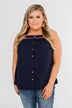Familiar To You Wide Strap Tank Top- Navy
