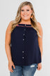 Familiar To You Wide Strap Tank Top- Navy