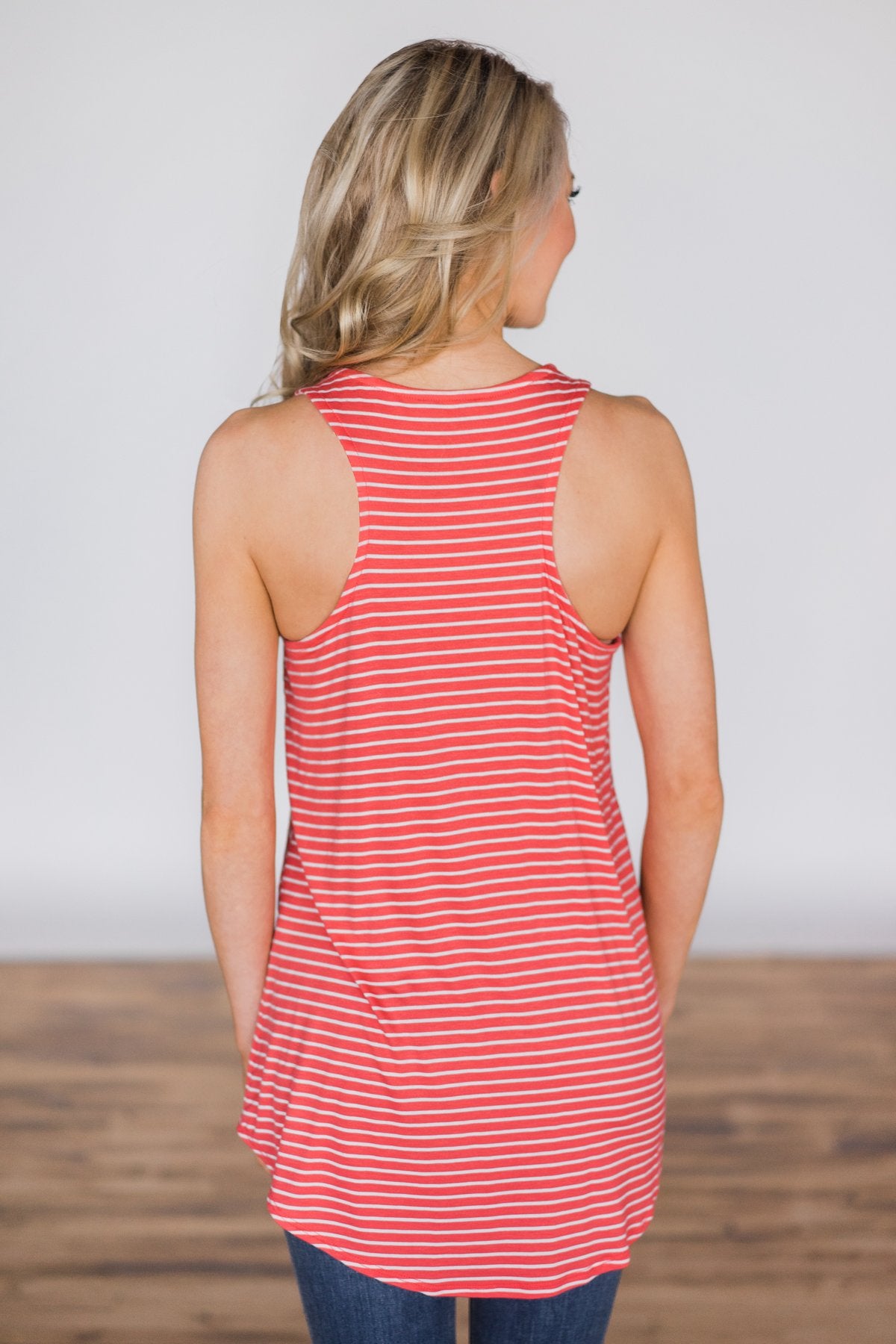 No Better Time Striped Tank Top - Coral