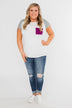 Take Me There Striped Sleeve Pocket Top- Magenta