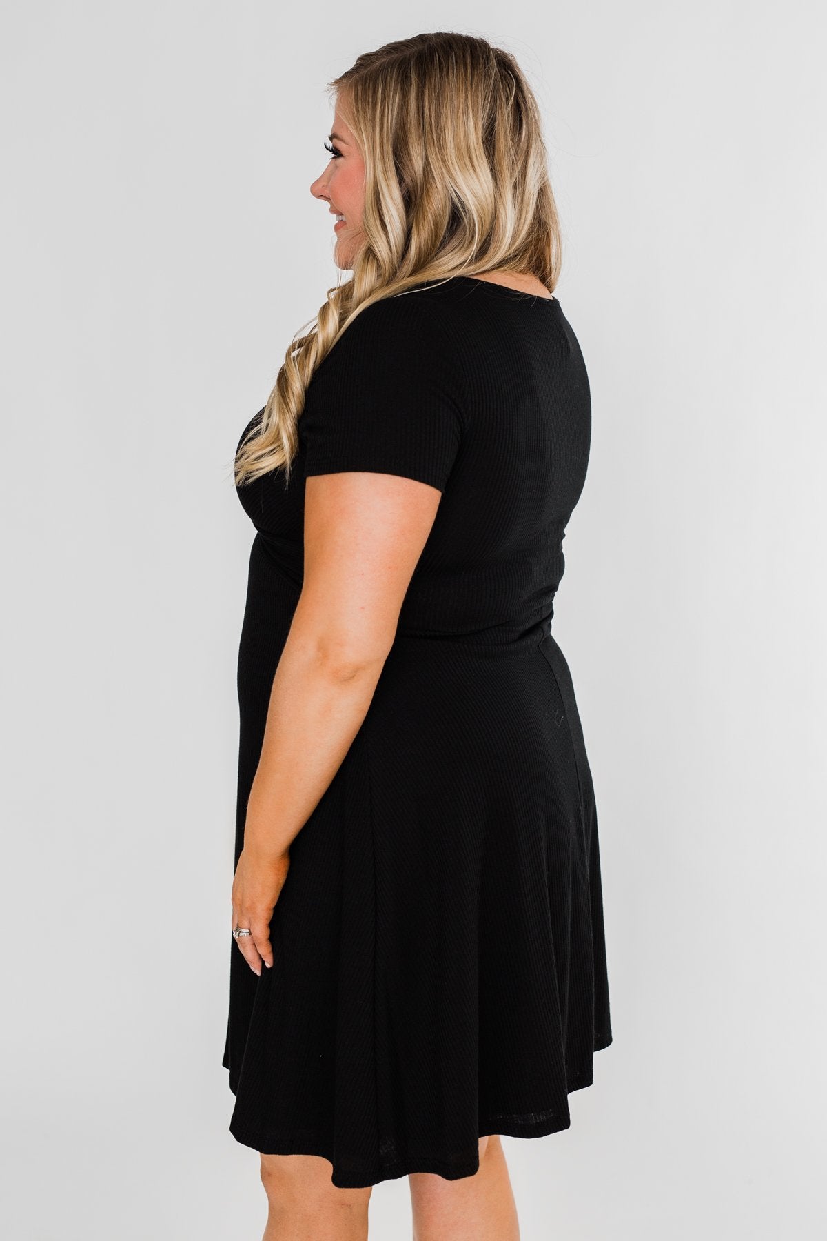 Tell Me More Front Knot Dress- Black
