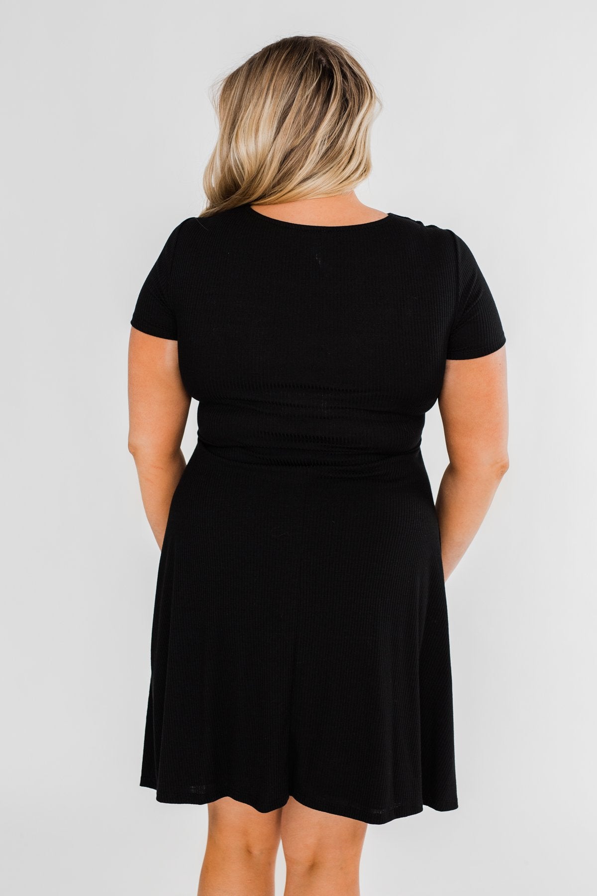 Tell Me More Front Knot Dress- Black