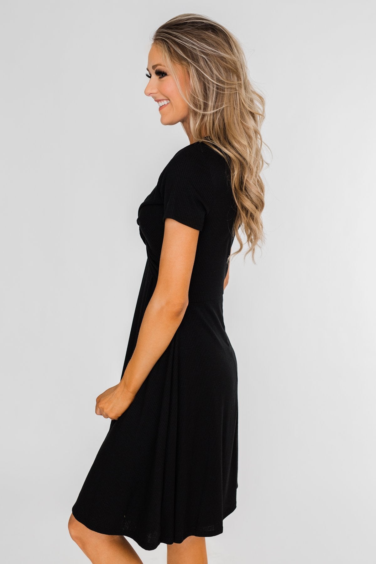 Black front knot dress hotsell