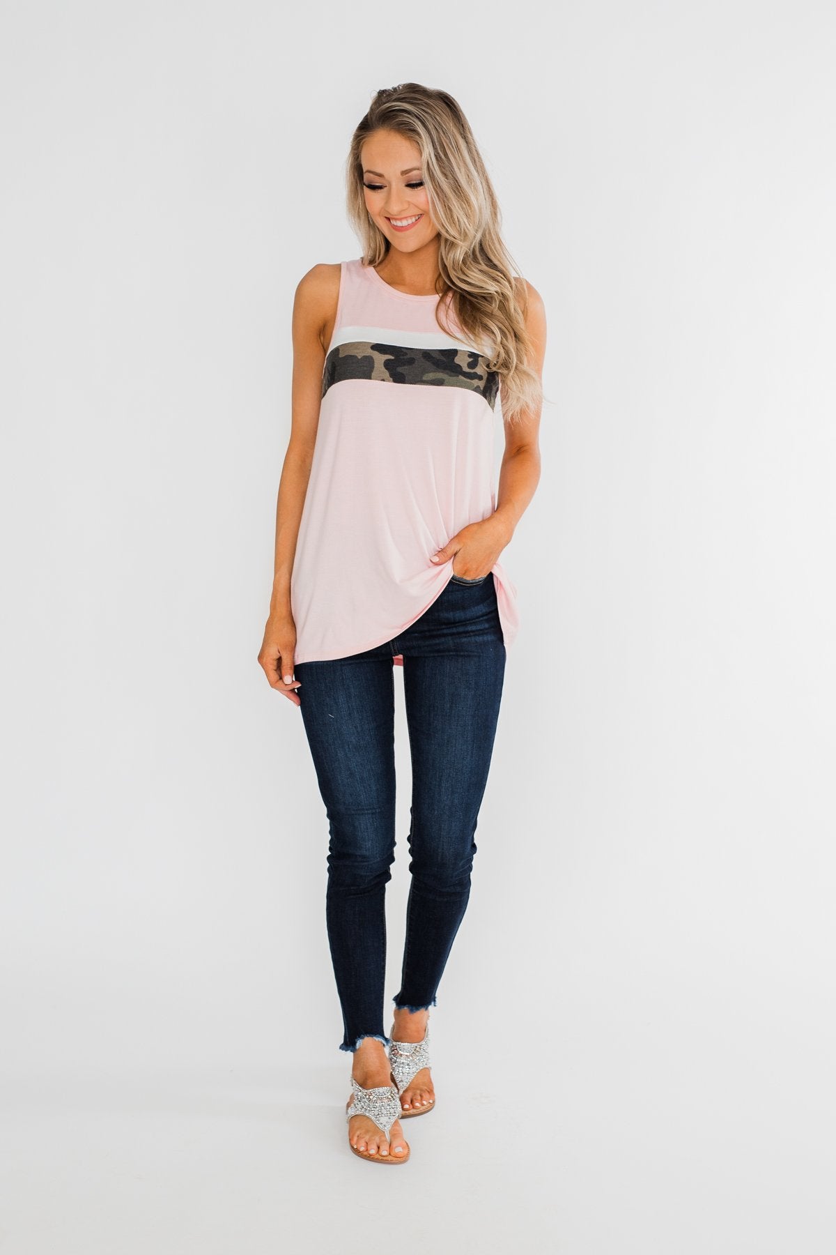 Just A Hint Of Camo Tank Top- Blush