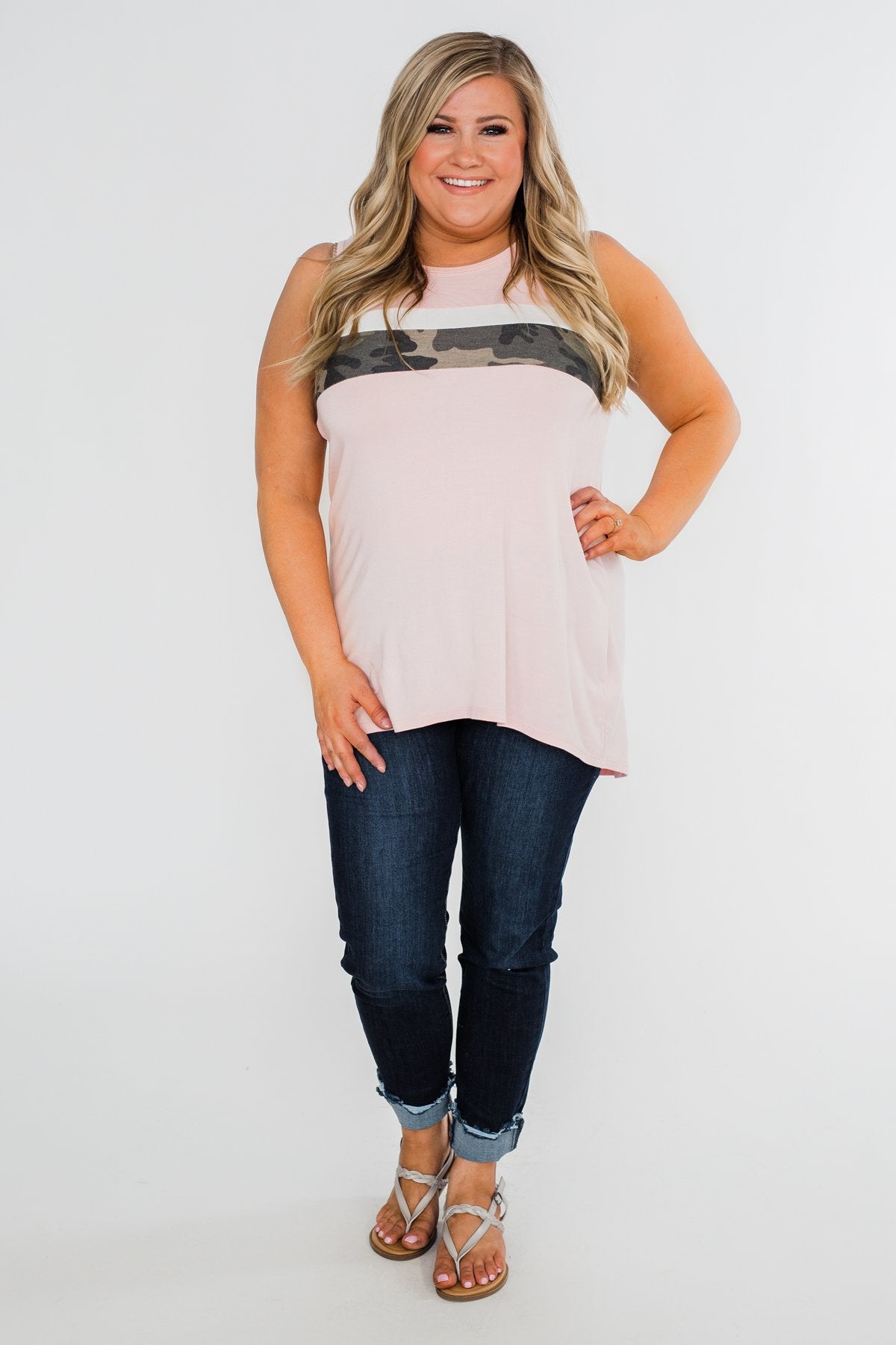Just A Hint Of Camo Tank Top- Blush