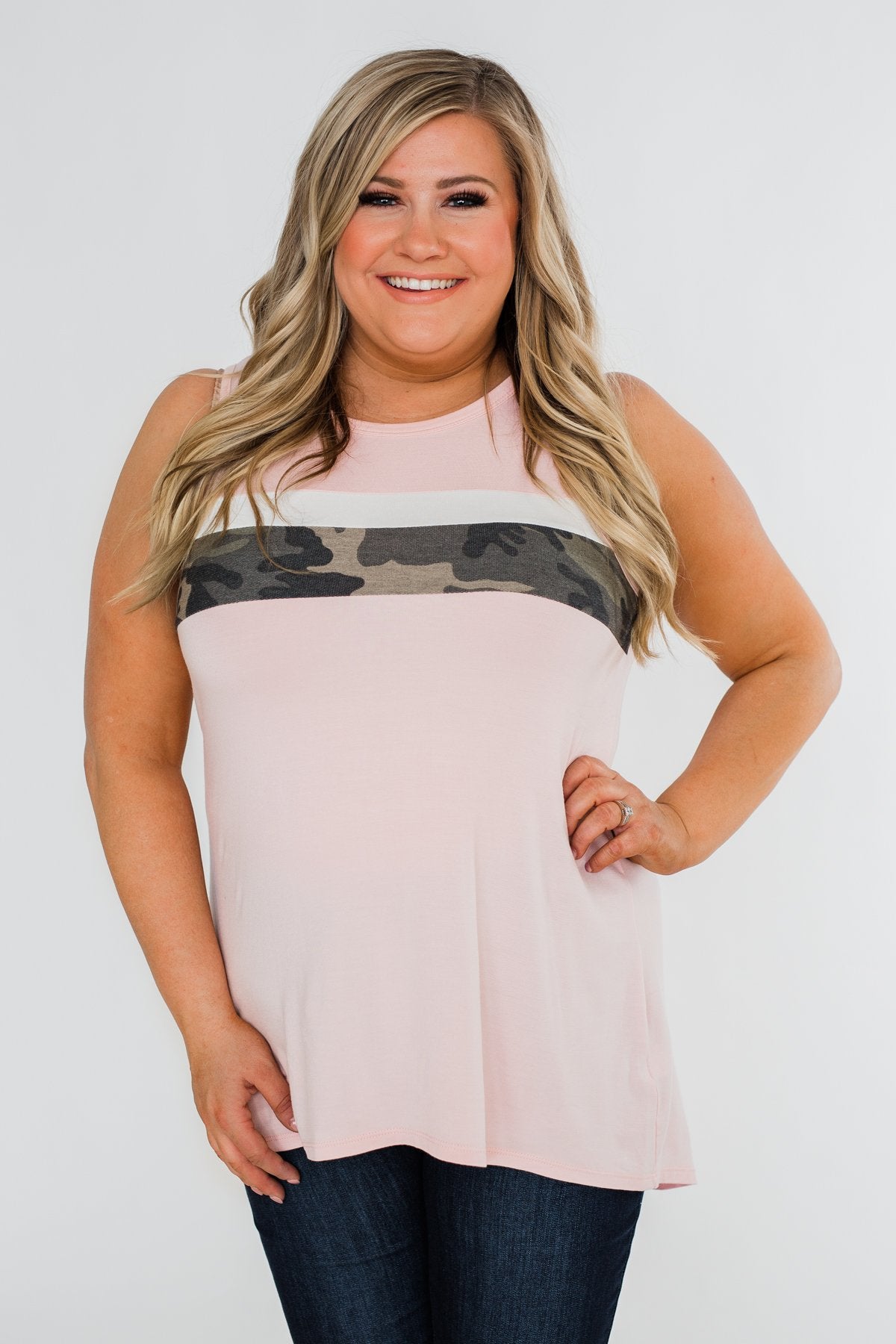 Just A Hint Of Camo Tank Top- Blush
