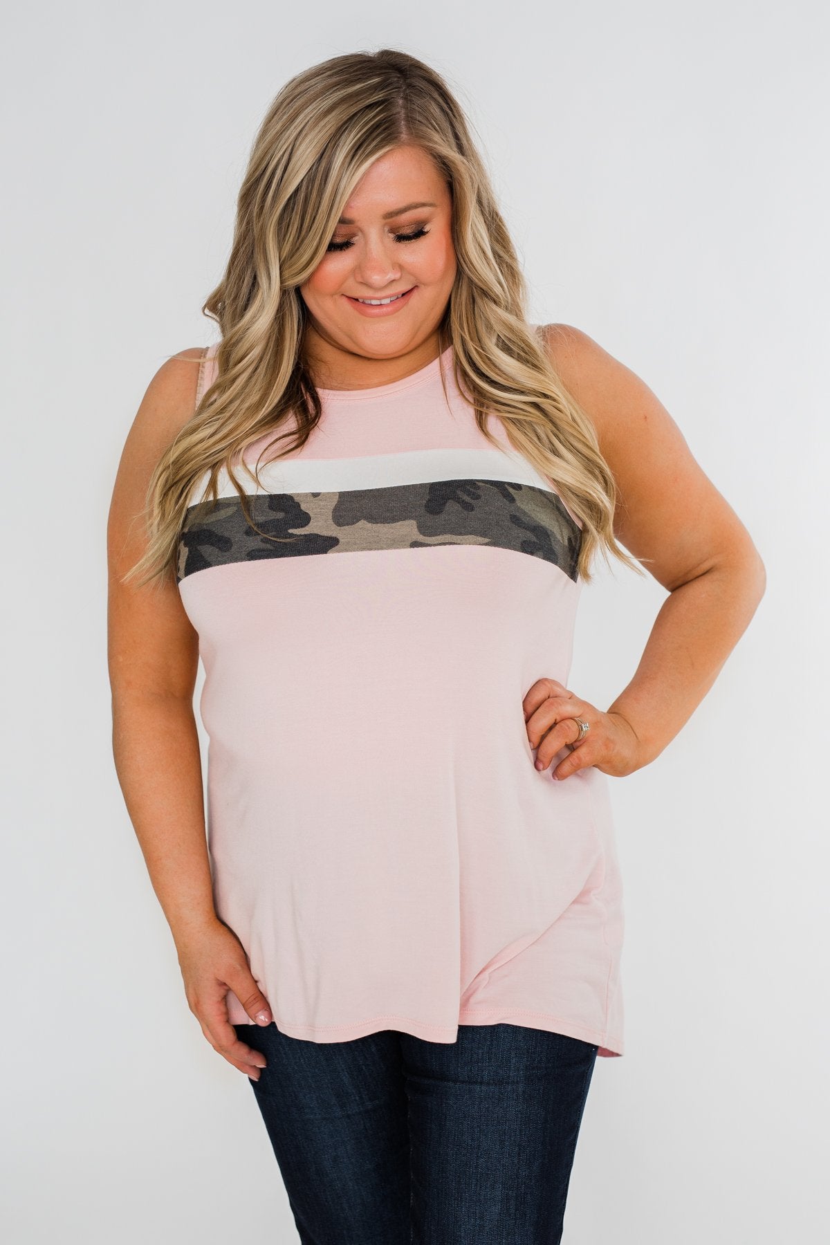 Just A Hint Of Camo Tank Top- Blush