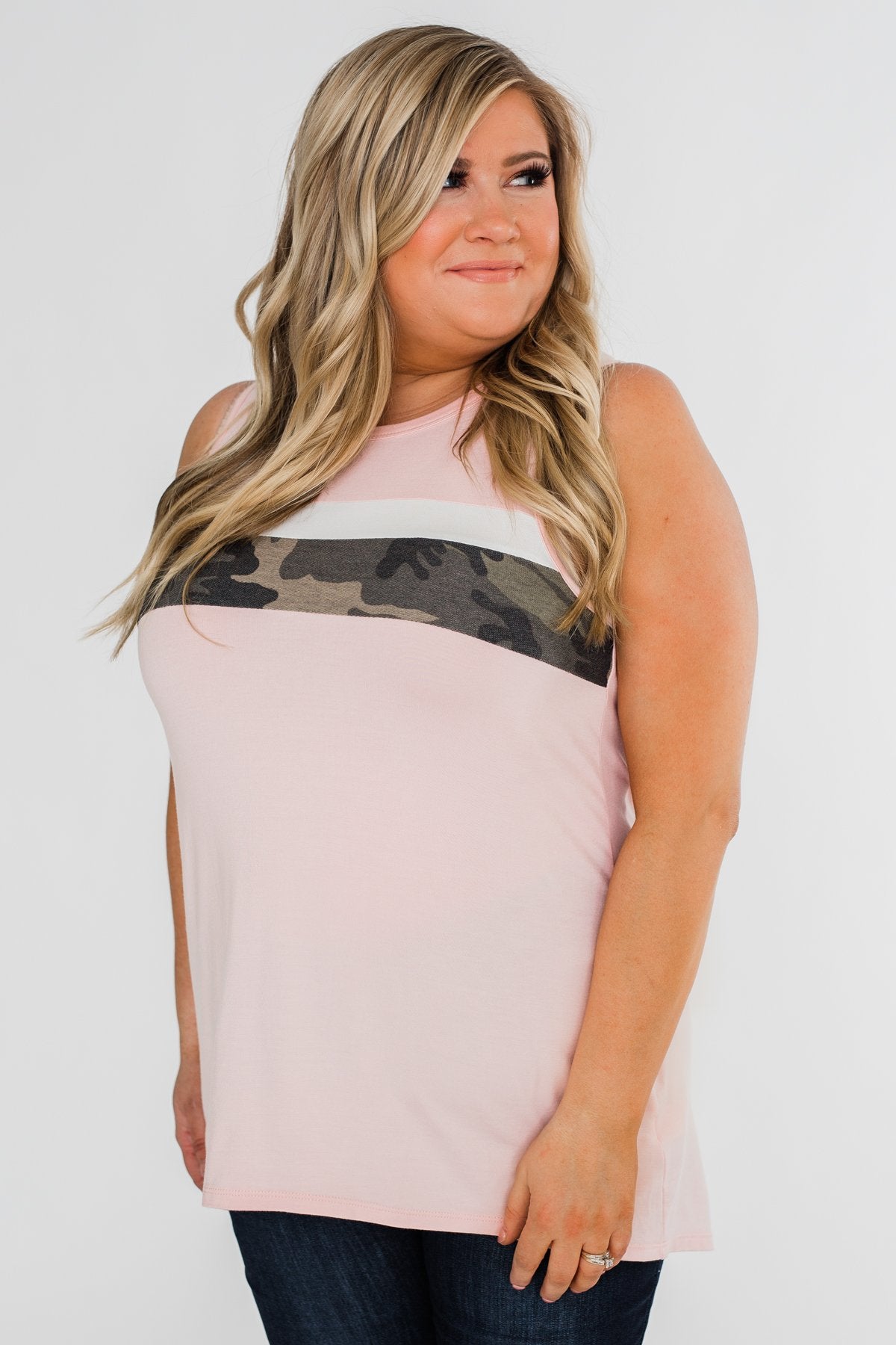 Just A Hint Of Camo Tank Top- Blush
