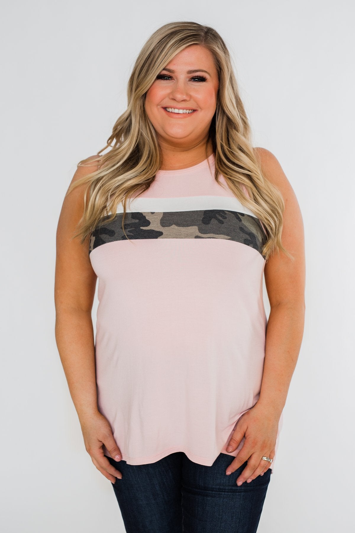 Just A Hint Of Camo Tank Top- Blush