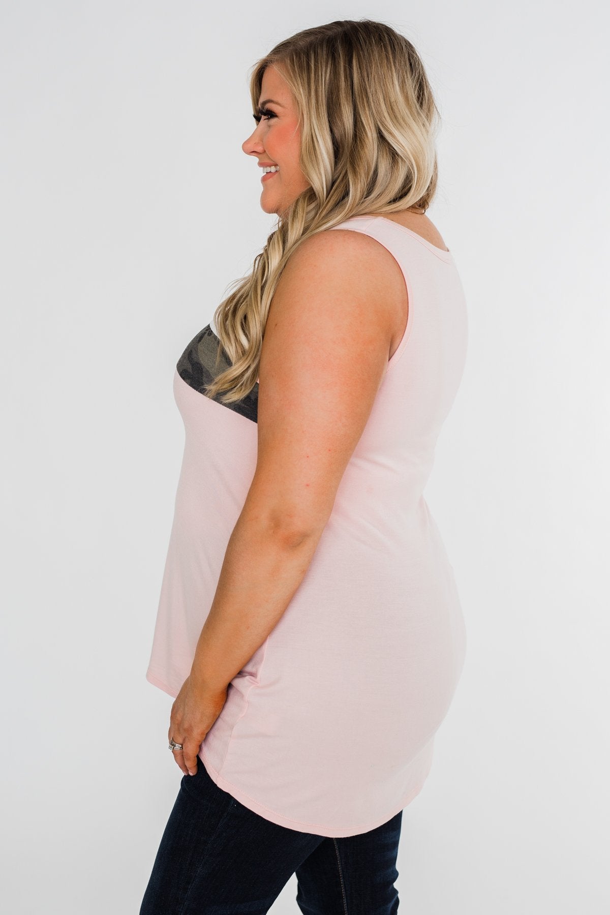 Just A Hint Of Camo Tank Top- Blush