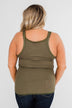 Faded Lace Trimmed Layering Tank- Olive