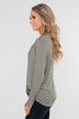 Keep It Going Long Sleeve Striped Wrap Top- Olive