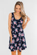Enchanted Evening Floral Dress- Navy