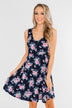 Enchanted Evening Floral Dress- Navy