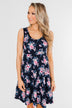 Enchanted Evening Floral Dress- Navy
