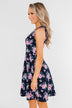 Enchanted Evening Floral Dress- Navy