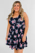 Enchanted Evening Floral Dress- Navy