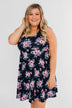 Enchanted Evening Floral Dress- Navy