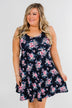 Enchanted Evening Floral Dress- Navy