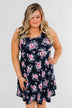 Enchanted Evening Floral Dress- Navy