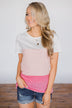 Shades of Pink Short Sleeve Colorblock Top