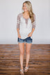 Lace Up Baseball Tee- Taupe