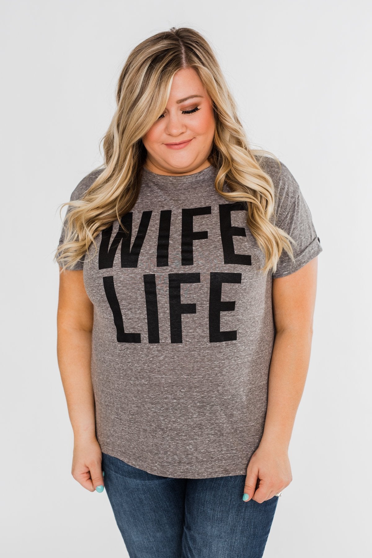 "Wife Life" Short Sleeve Top- Grey