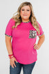 Time of our Life Leopard Pocket Top- Fuchsia