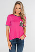 Time of our Life Leopard Pocket Top- Fuchsia
