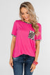 Time of our Life Leopard Pocket Top- Fuchsia