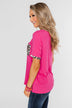 Time of our Life Leopard Pocket Top- Fuchsia