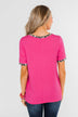 Time of our Life Leopard Pocket Top- Fuchsia