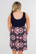 Full of Excitement Printed Dress- Navy