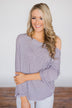 Cozy in Spring Lavender Knot Top