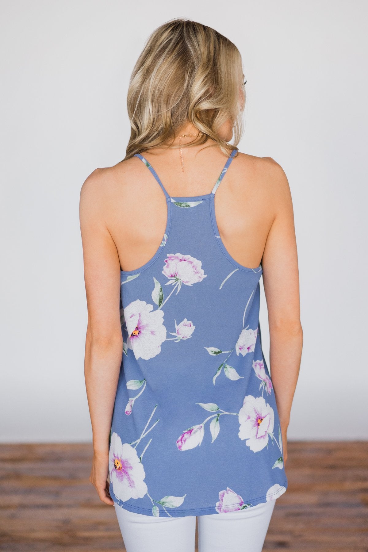 Lucky Blue Floral Tank Top
