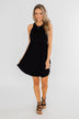 Solid Black Pocket Dress