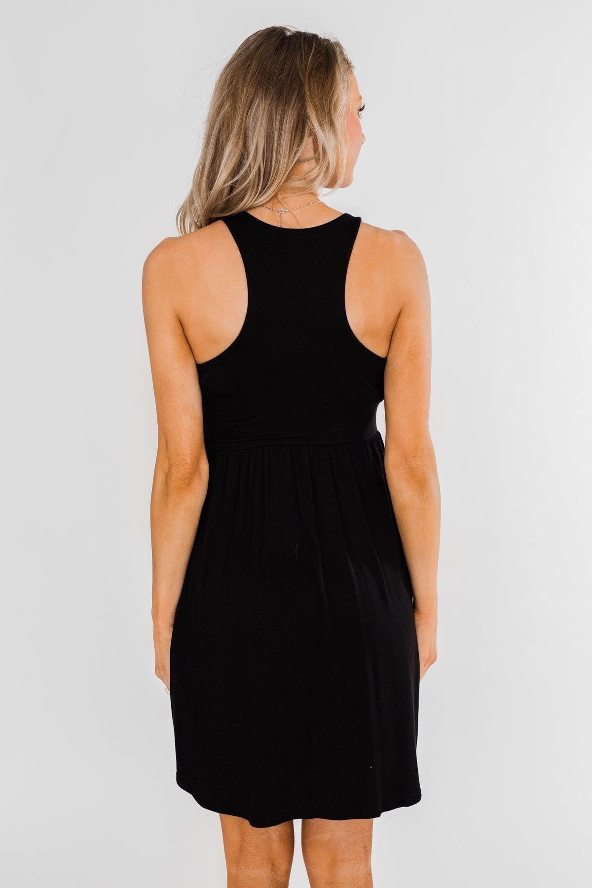 Solid Black Pocket Dress