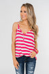 Give It To Me Striped Tank Top- Hot Pink