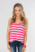 Give It To Me Striped Tank Top- Hot Pink