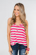 Give It To Me Striped Tank Top- Hot Pink
