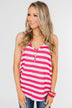 Give It To Me Striped Tank Top- Hot Pink
