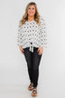 Something About You Printed Tie Blouse- White