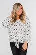 Something About You Printed Tie Blouse- White