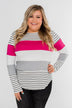 Take It Easy Striped Color Block Top- Fuchsia & Silver