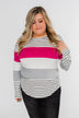 Take It Easy Striped Color Block Top- Fuchsia & Silver